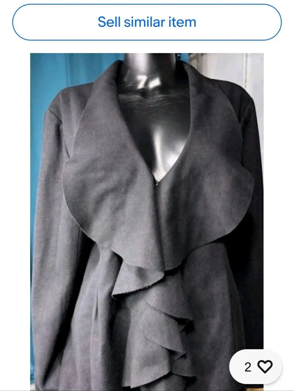 Simply Vera black wool blend Whimsygoth waterfall front Cardigan jacket XL NWT